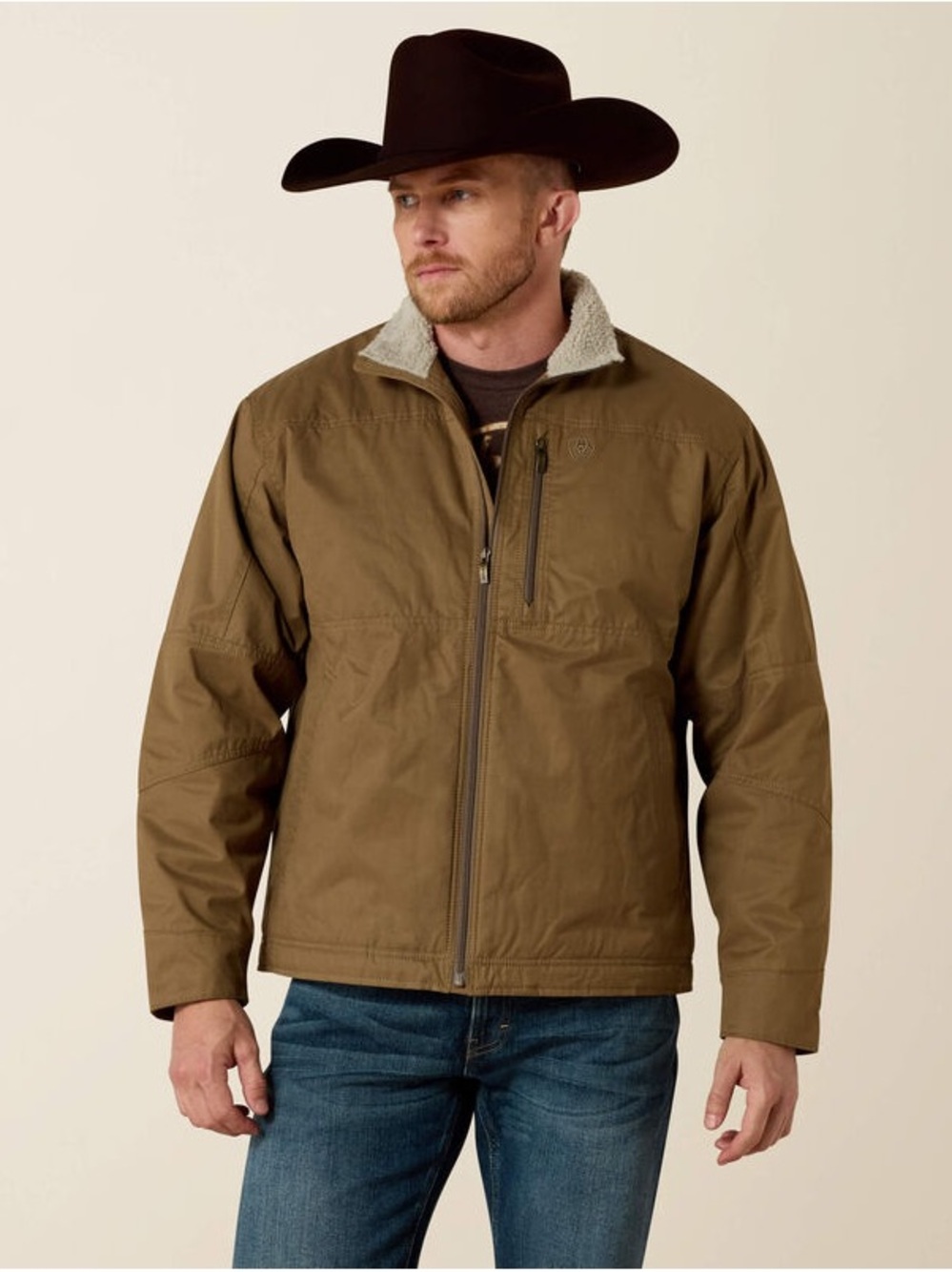 Ariat Olive Brown Sherpa-Collar Field Jacket